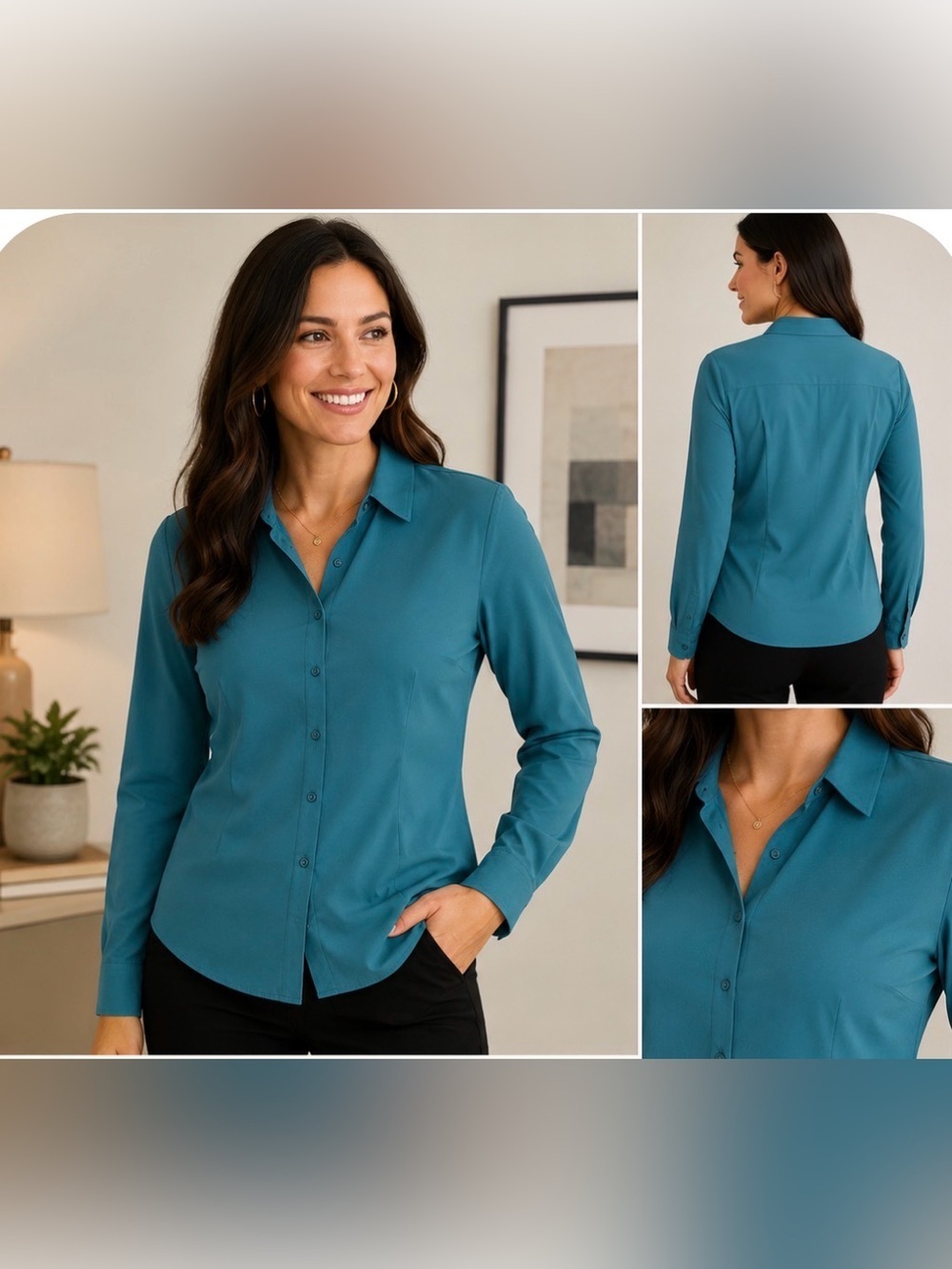 Reitmans Washable Stretch Long Sleeve Blouse – Teal – Size XL BNWT